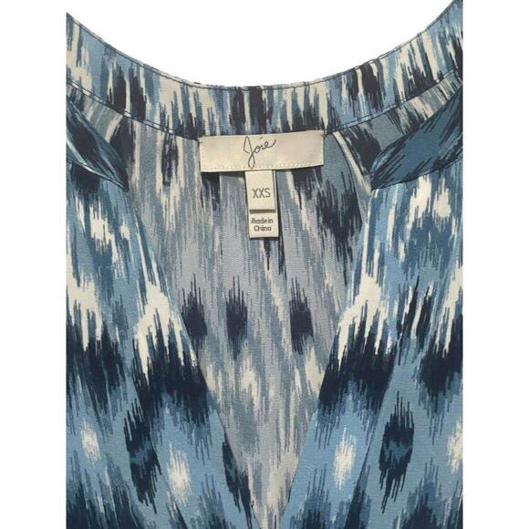 NWOT Joie Aruna Ikat Blue Sleeveless Silk Tank Top Blouse Shell Office Layer XXS - Picture 5 of 6